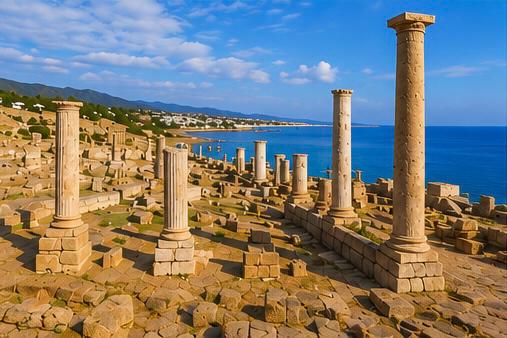 Ruines antiques de Salamine au bord de la mer, près de Famagouste